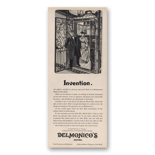 1963 Delmonicos Hotel New York Invention We Drive It Elevator Vintage Magazine Print Ad