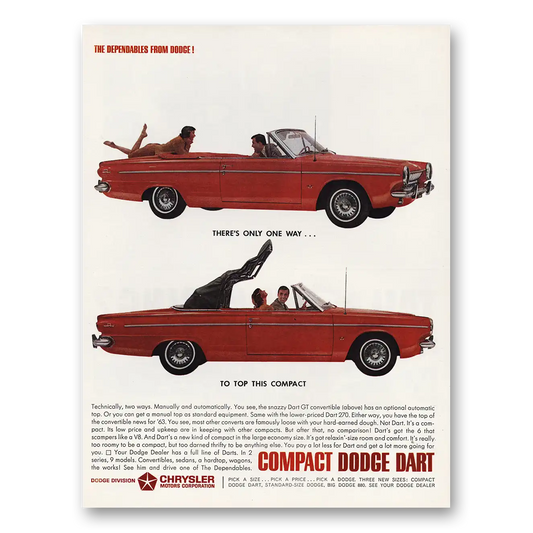 1963 Dodge Dart One Way to Top This Compact Vintage Magazine Print Ad