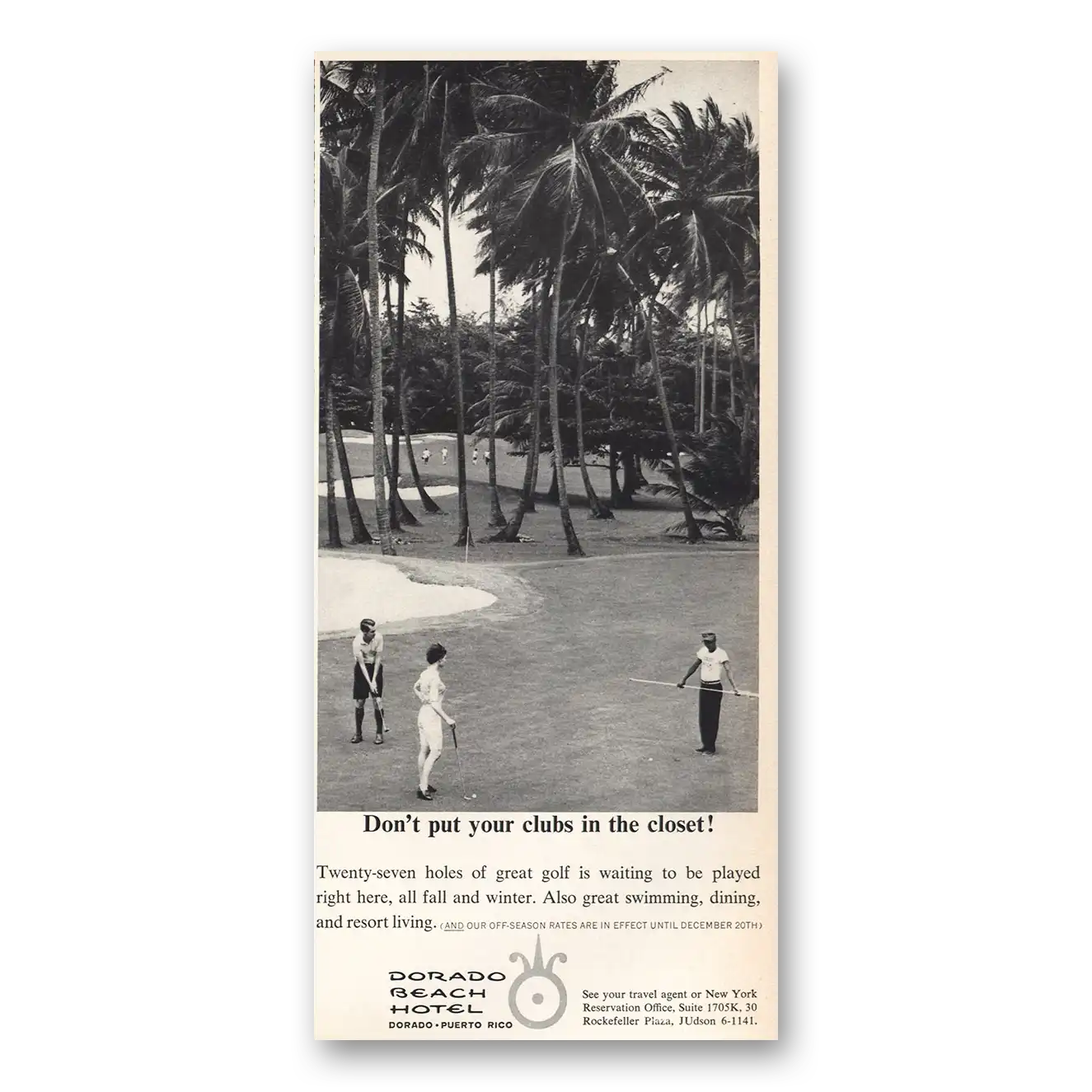 1963 Dorado Beach Hotel Don’t Put Clubs In Closet Vintage Magazine Print Ad