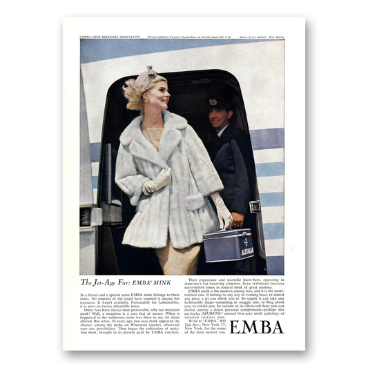 1963 Emba Mink Jet Age Furs Vintage Magazine Print Ad