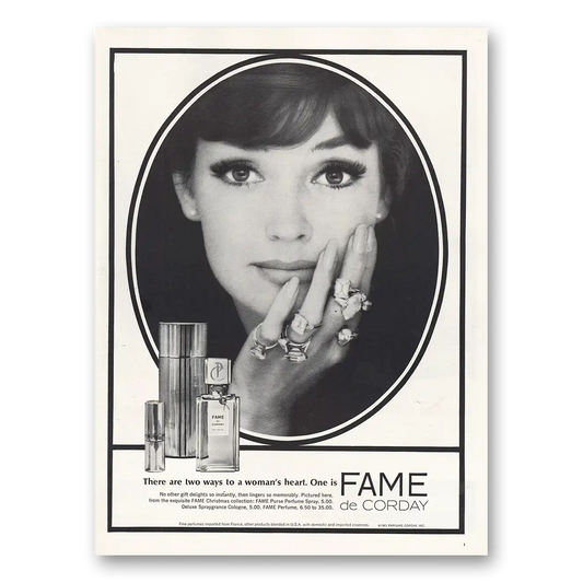 1963 Fame de Corday Perfume Two Ways to a Womans Heart Vintage Magazine Print Ad