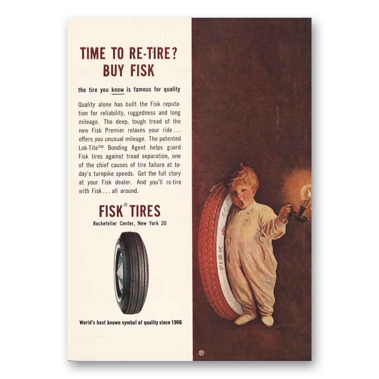 1963 Fisk Tires Time To Re Tire Vintage Magazine Print Ad