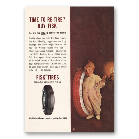 1963 Fisk Tires Time To Re Tire Vintage Magazine Print Ad