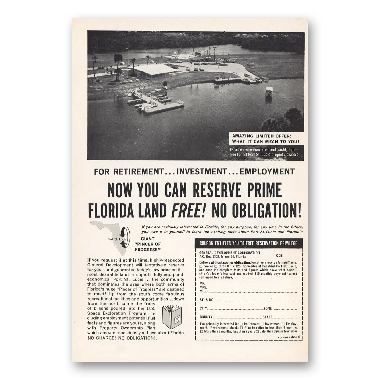 1963 General Development Prime Florida Land Port St Lucie Vintage Magazine Print Ad