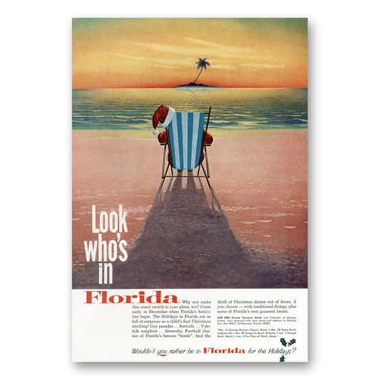 1963 Florida Look Who's In Florida Santa Vintage Magazine Print Ad