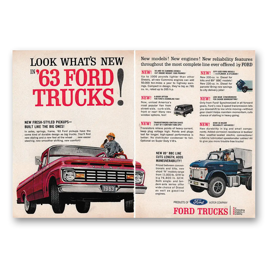 1962 Ford Trucks Look Whats New Vintage Magazine Print Ad