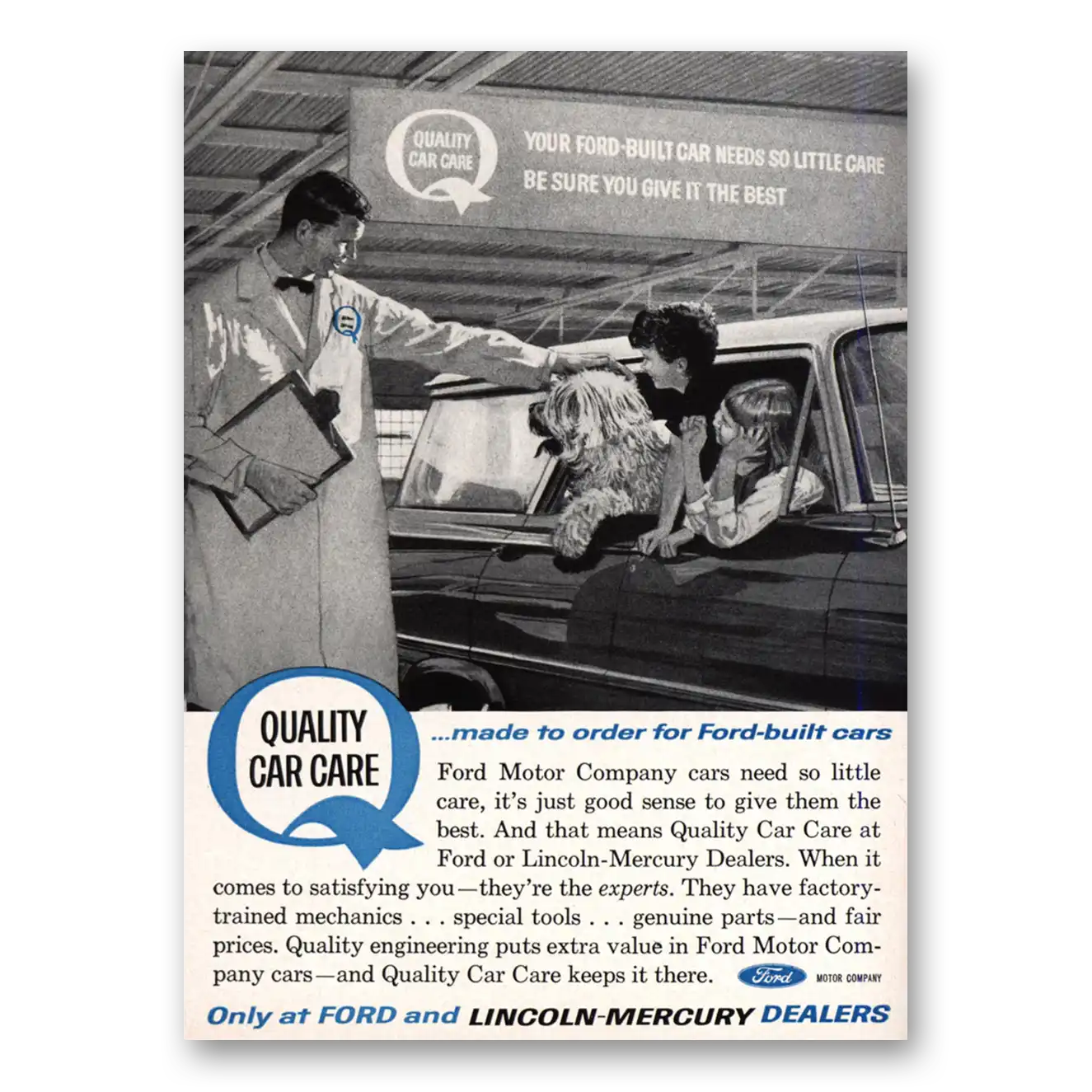 1963 Ford Parts and Service Quality Car Care Vintage Magazine Print Ad