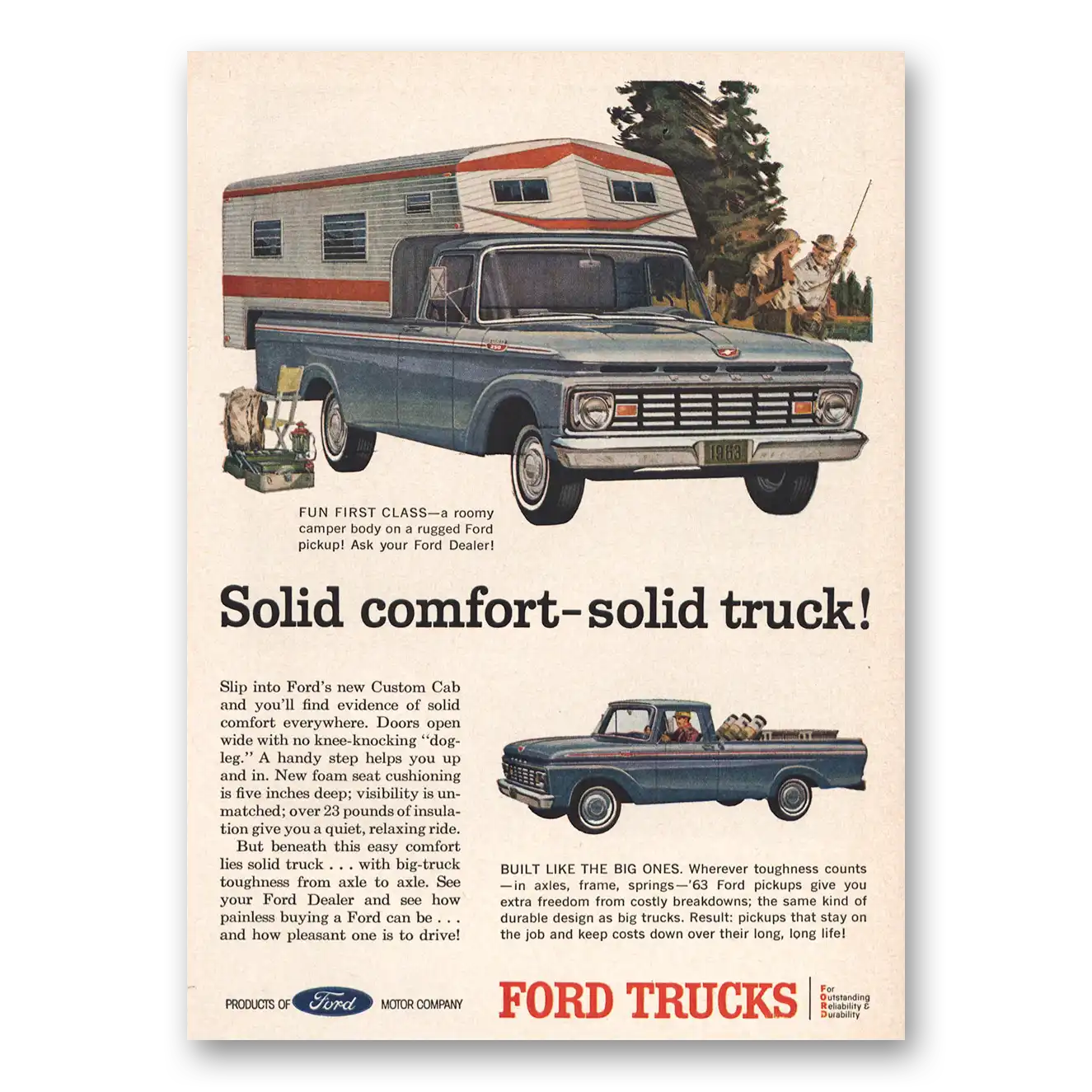 1963 Ford Trucks Solid Comfort Solid Truck Vintage Magazine Print Ad