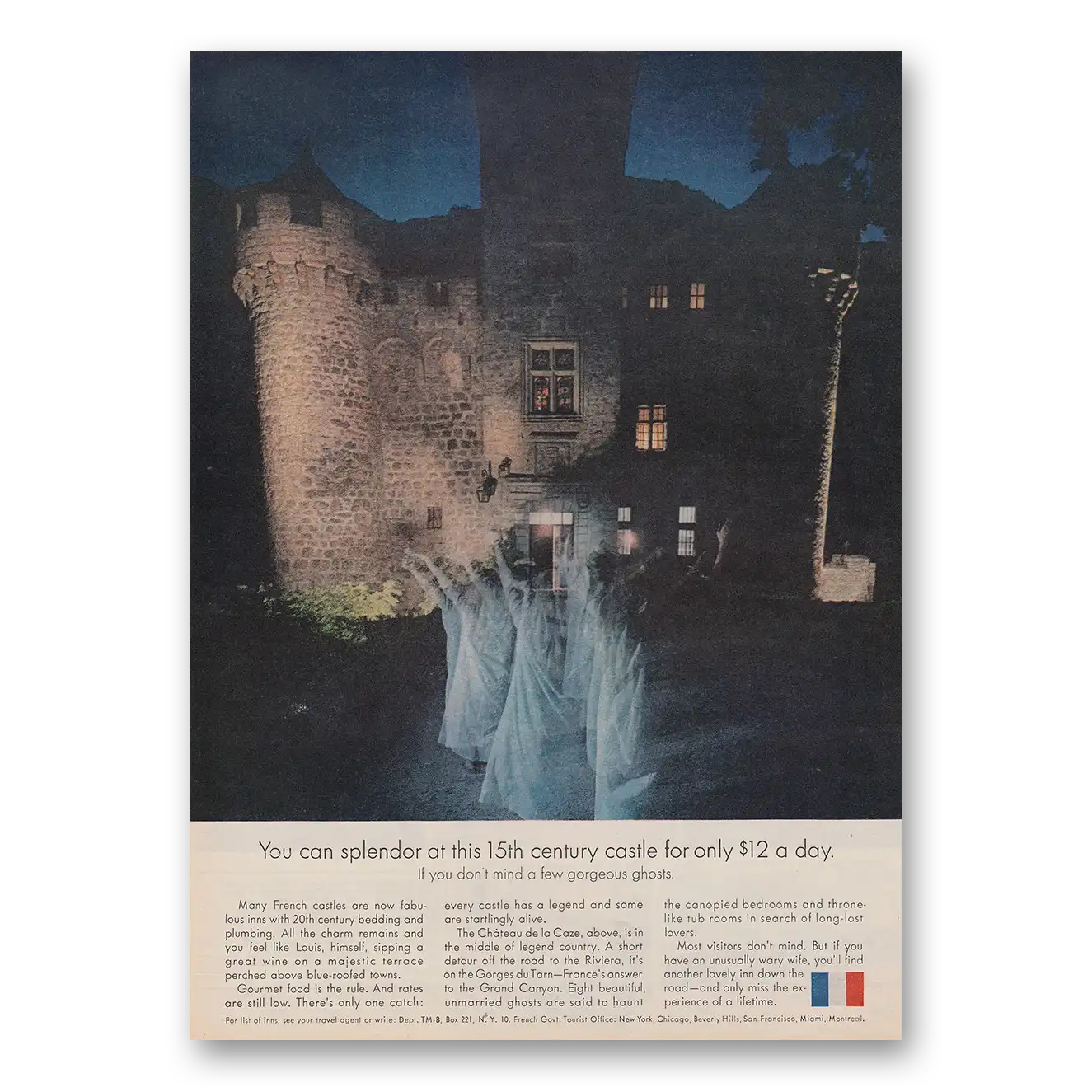 1963 France You Can Splendor At This 15th Century Castle Vintage Magazine Print Ad