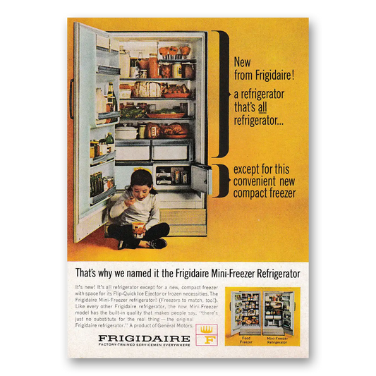 1963 Frigidaire Refrigerator Mini Freezer Refrigerator Vintage Magazine Print Ad