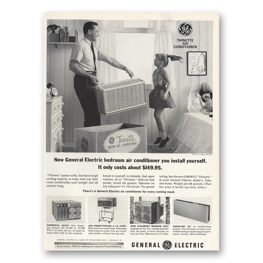 1963 General Electric Air Conditioner Bedroom Air Conditioner Vintage Magazine Print Ad