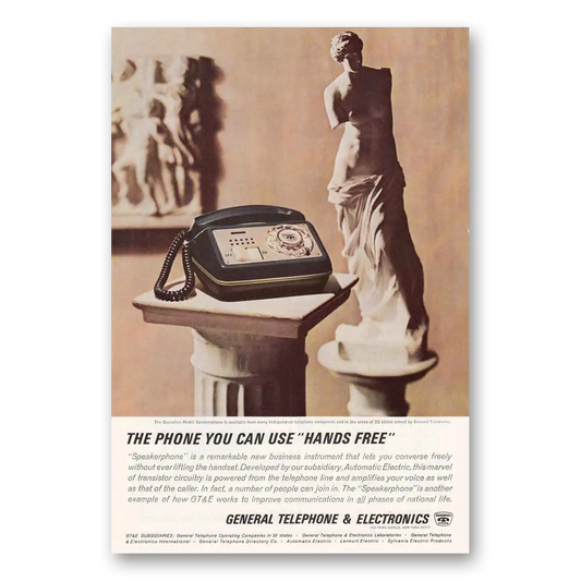 1963 General Telephone GTE Phone You Can Use Hands Free Vintage Magazine Print Ad