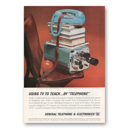 1963 General Telephone GTE Using TV to Teach by Telephone Vintage Magazine Print Ad