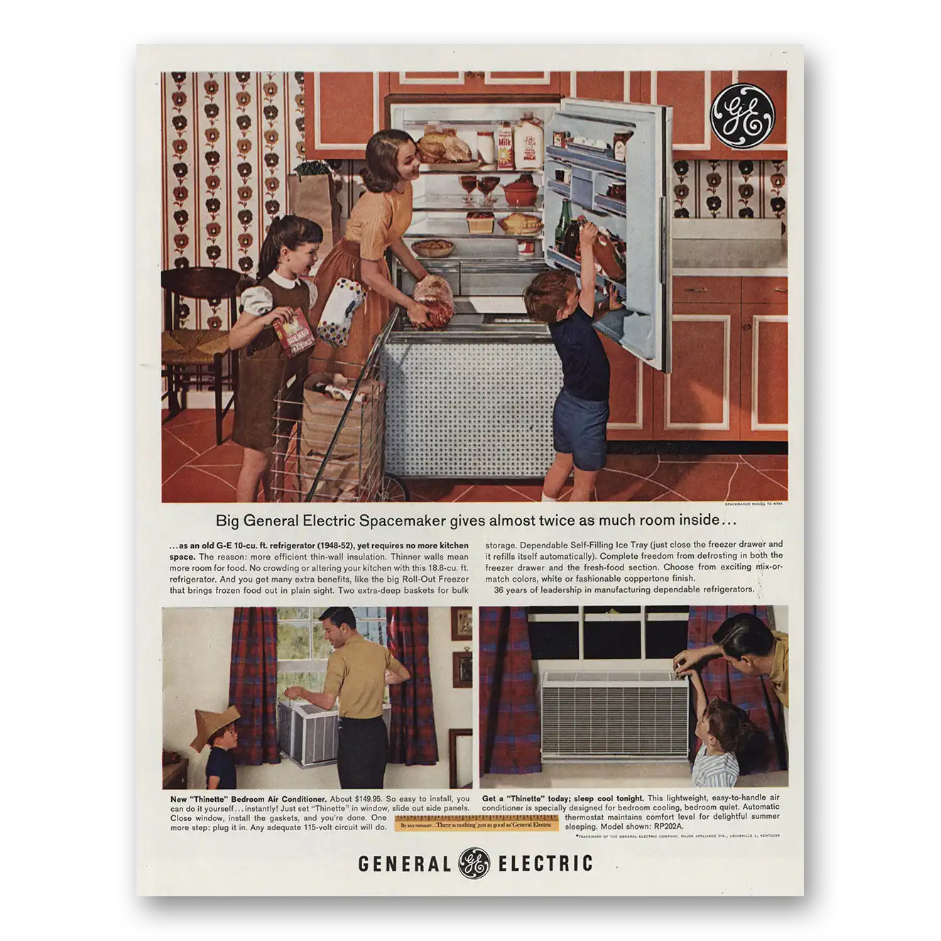 1963 General Electric Refrigerator Spacemaker Almost Twice As Much Room Vintage Magazine Print Ad