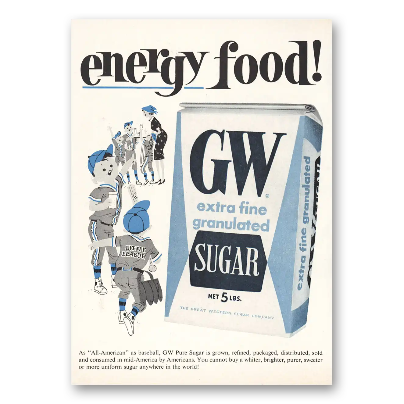 1963 GW Sugar Energy Food Vintage Magazine Print Ad