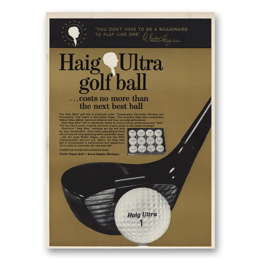 1963 Haig Ultra Golf Ball Don’t Have To Be a Millionaire Vintage Magazine Print Ad