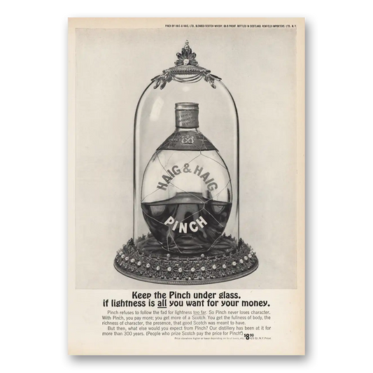 1963 Pinch Scotch Keep Pinch Under Glass Vintage Magazine Print Ad