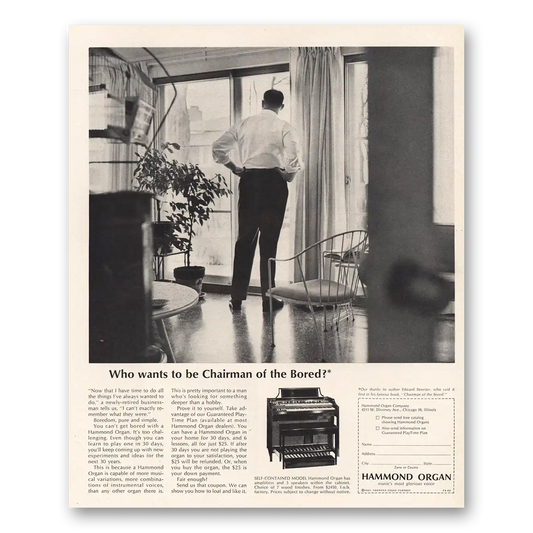 1963 Hammond Organ Chairman of the Bored Vintage Magazine Print Ad