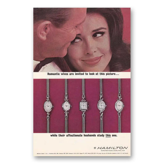 1963 Hamilton Watch Romantic Wives Vintage Magazine Print Ad