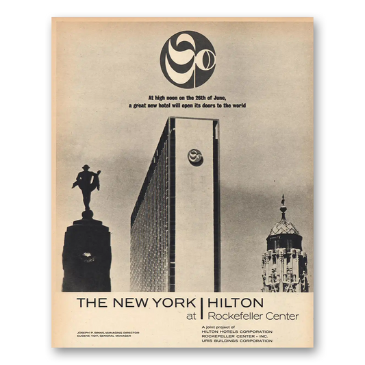 1963 Hilton Hotels Rockefeller Center Vintage Magazine Print Ad