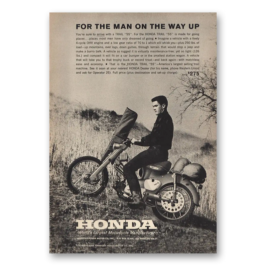 1963 Honda Motorcycle For the Man On the Way Up Vintage Magazine Print Ad