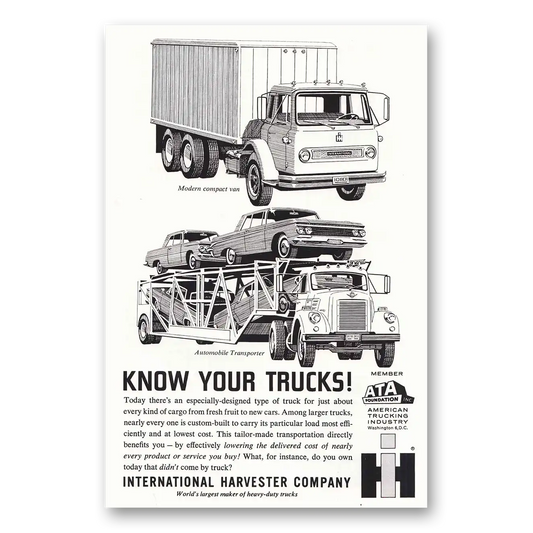 1963 International Trucks Automobile Transporter Vintage Magazine Print Ad