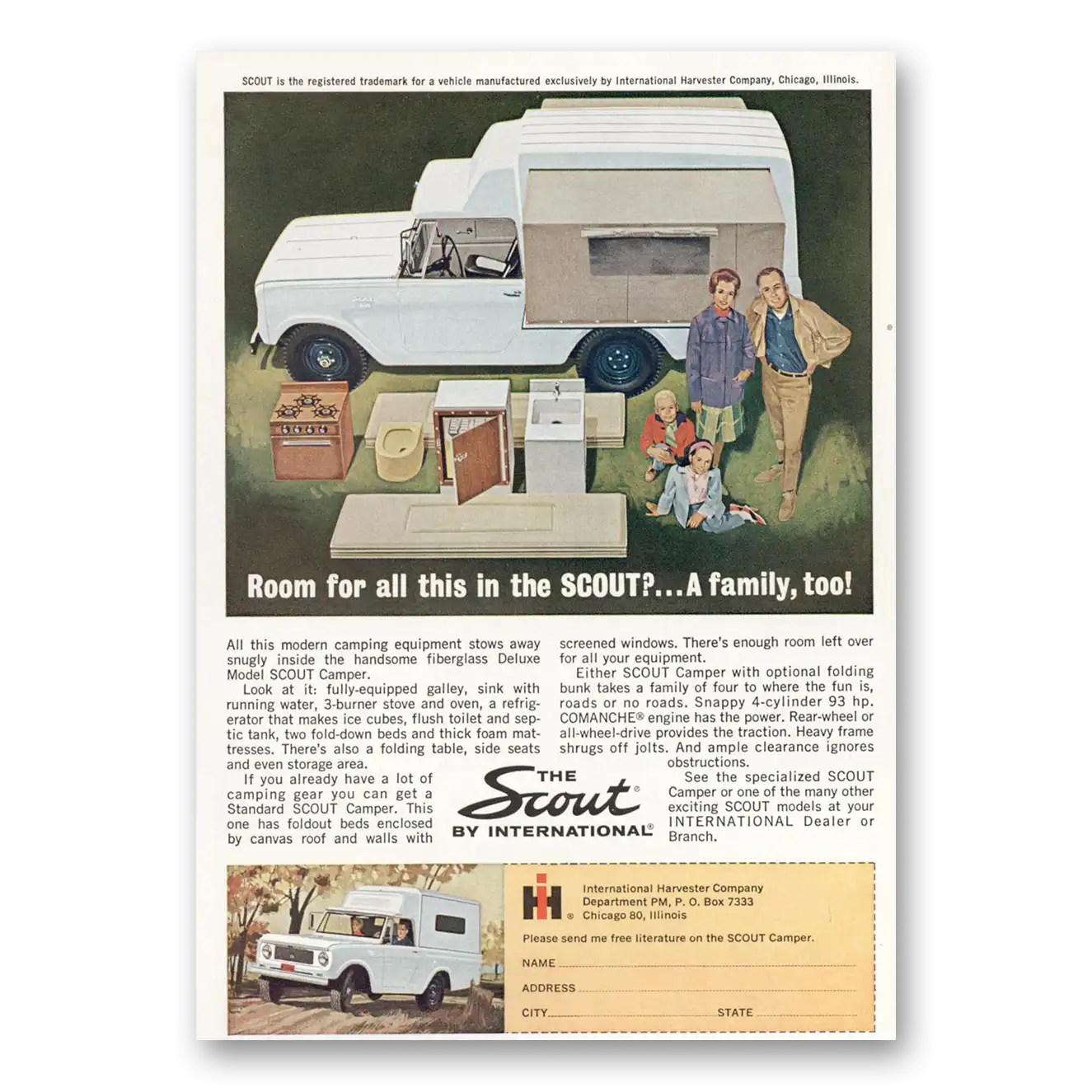 1963 International Harvester Scout Room For All This Vintage Magazine Print Ad