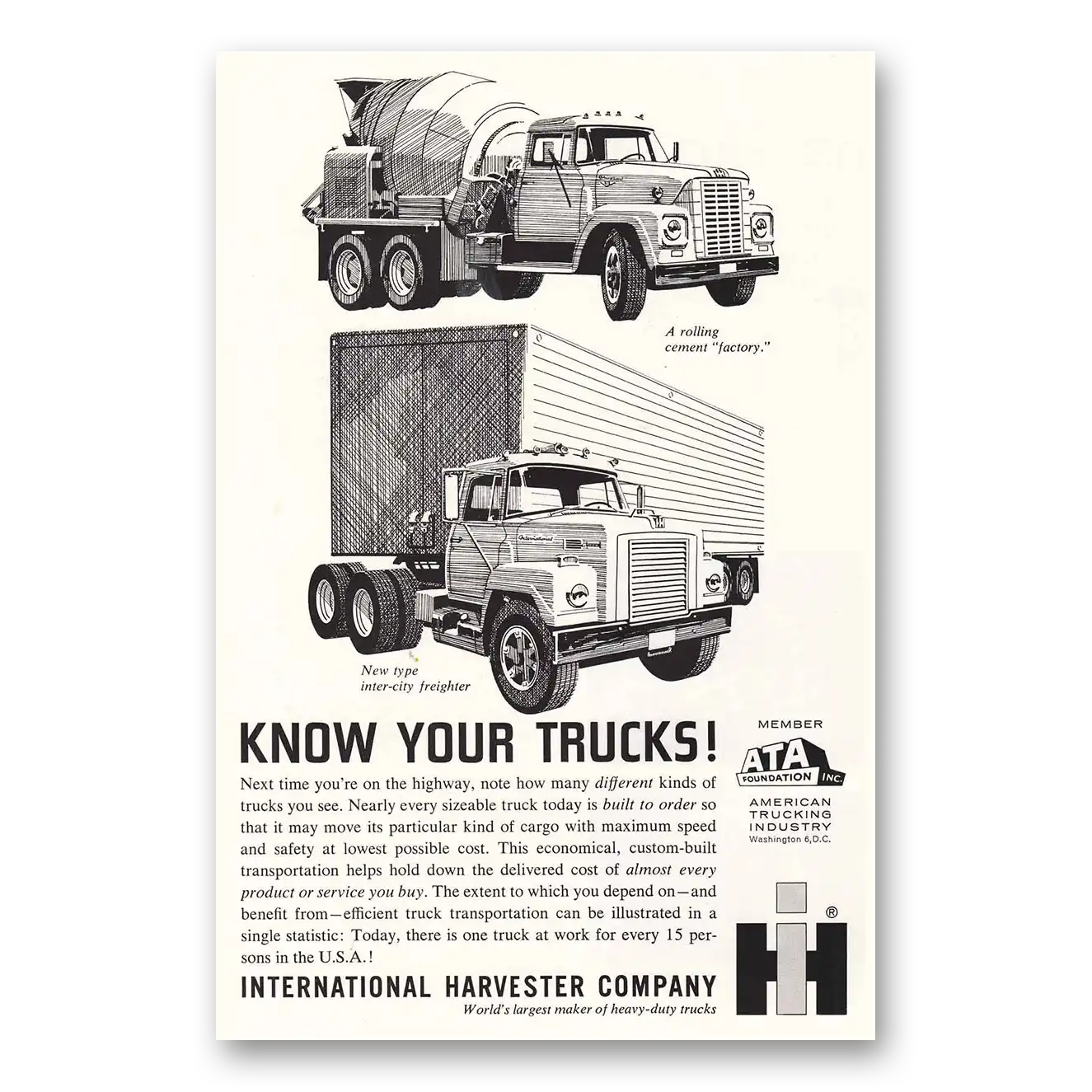 1963 International Trucks Cement Freighter Vintage Magazine Print Ad