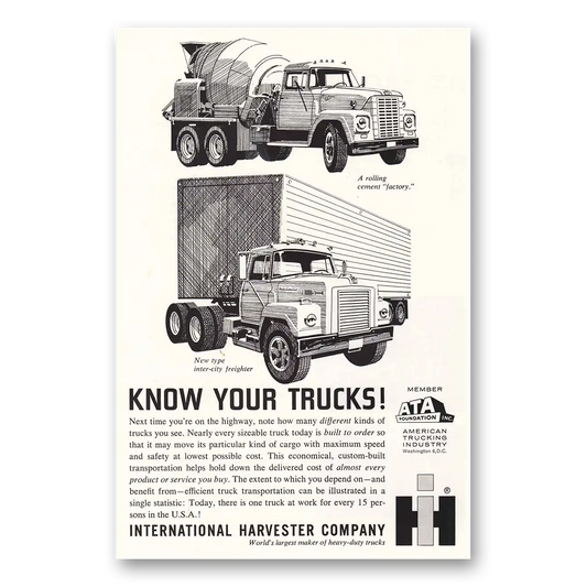 1963 International Trucks Cement Freighter Vintage Magazine Print Ad