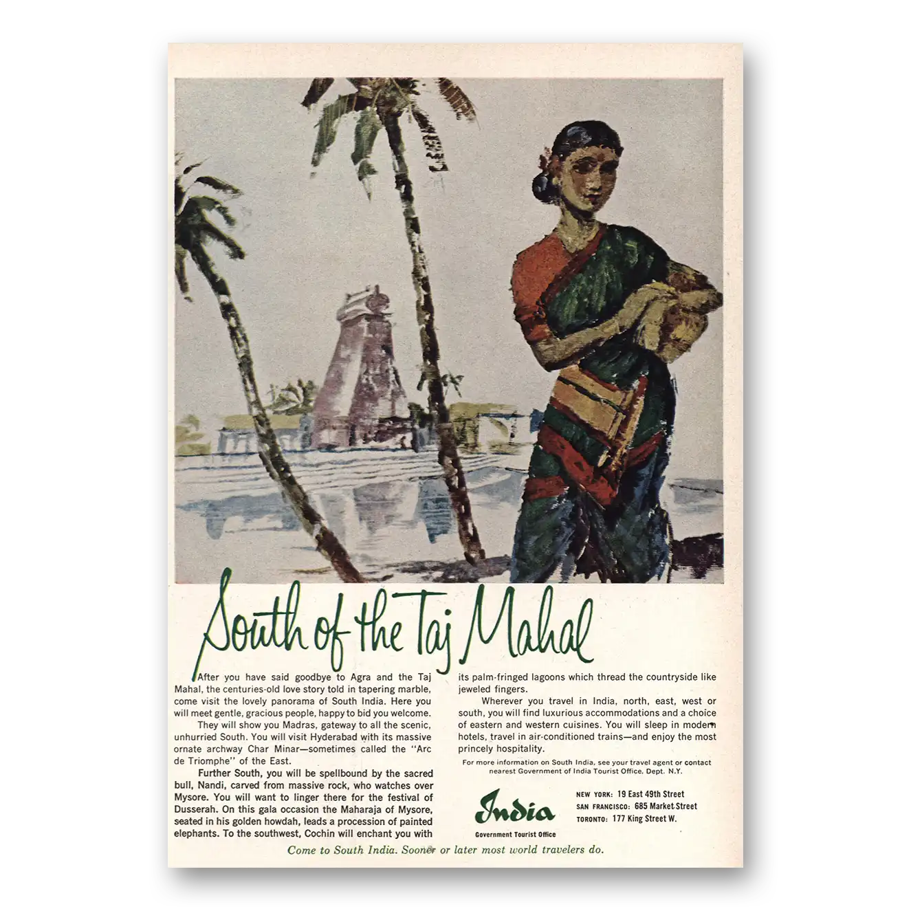 1963 India South of the Taj Mahal Vintage Magazine Print Ad