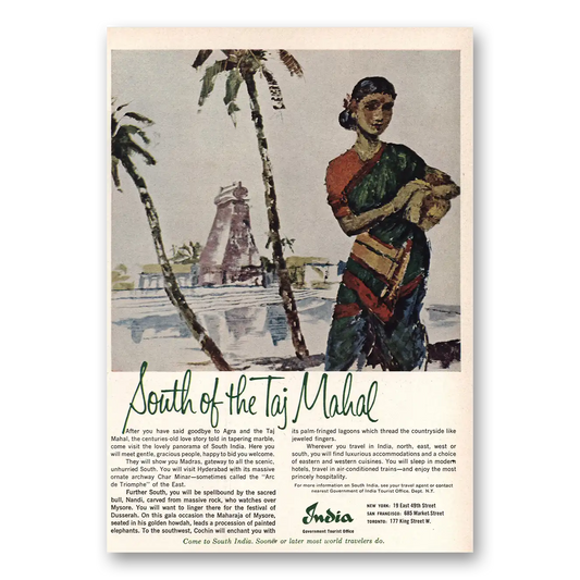 1963 India South of the Taj Mahal Vintage Magazine Print Ad