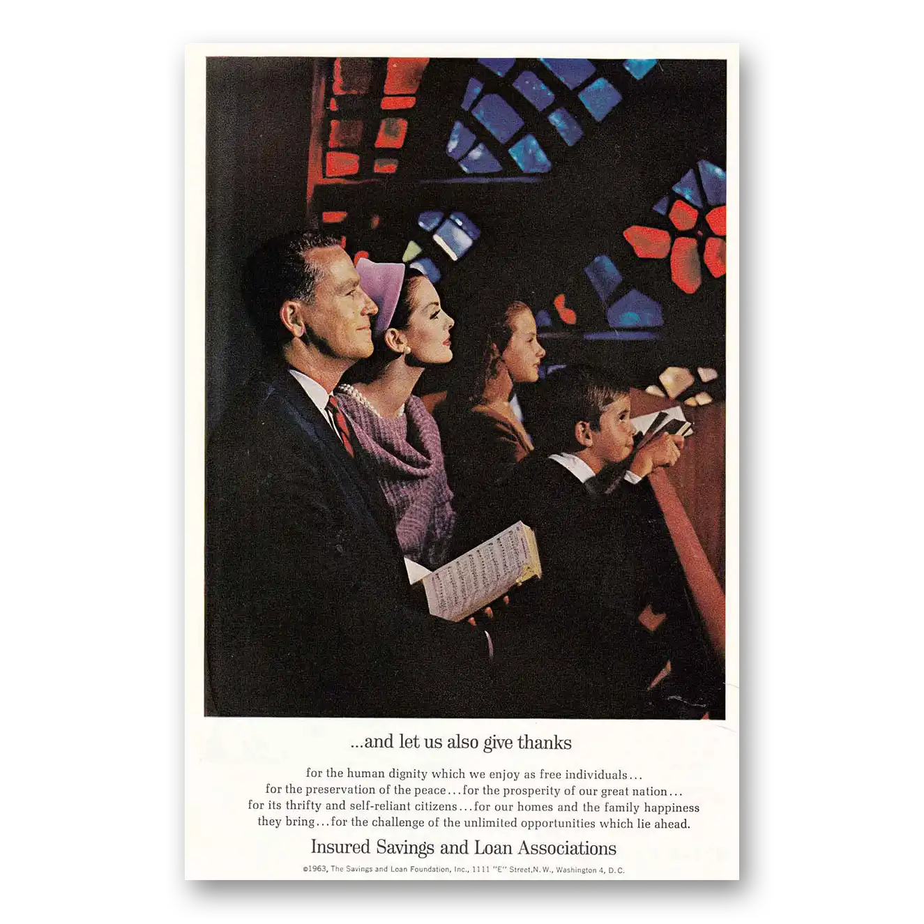 1963 Insured Savings and Loan Let Us Give Thanks Vintage Magazine Print Ad