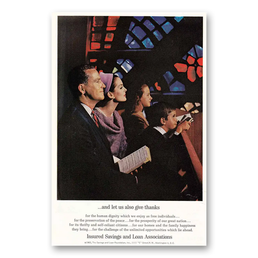 1963 Insured Savings and Loan Let Us Give Thanks Vintage Magazine Print Ad