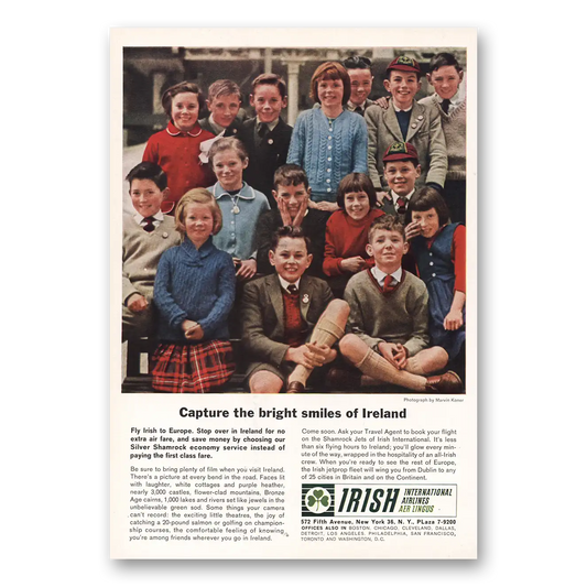 1963 Irish Aer Lingus Bright Smiles Vintage Magazine Print Ad