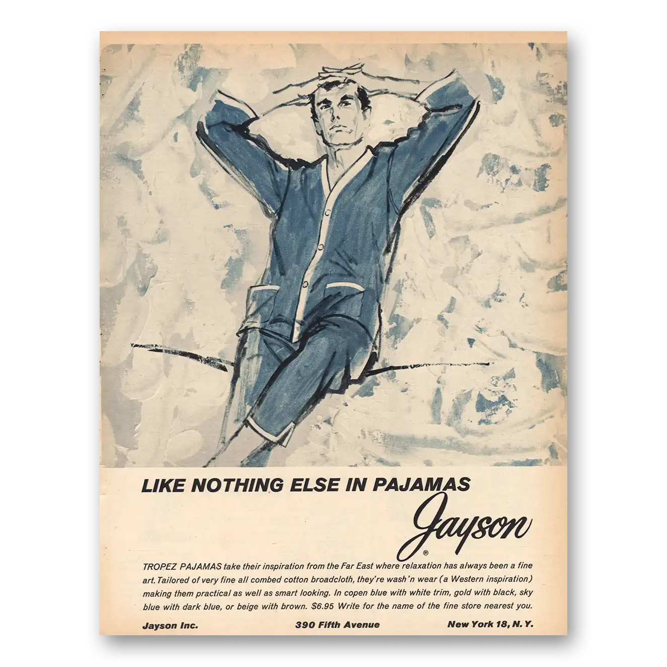 1963 Jayson Like Nothing Else In Pajamas Vintage Magazine Print Ad