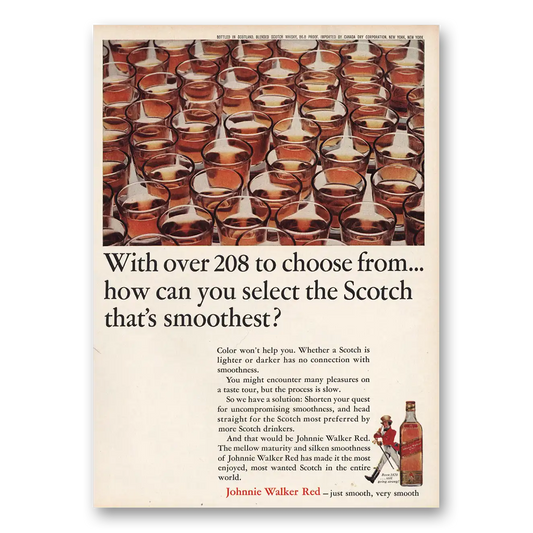1963 Johnnie Walker Red Label Over 208 to Choose From Vintage Magazine Print Ad