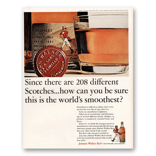 1963 Johnnie Walker Red Label Since There Are 208 Different Scotches Vintage Magazine Print Ad