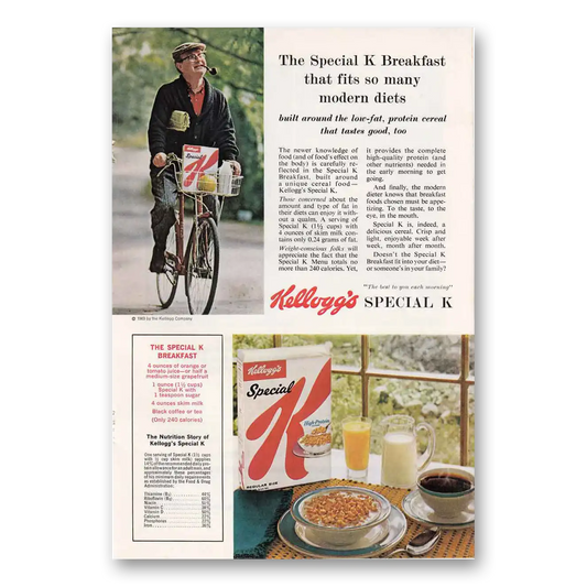 1963 Kelloggs Special K Bicycle Modern Diets Vintage Magazine Print Ad