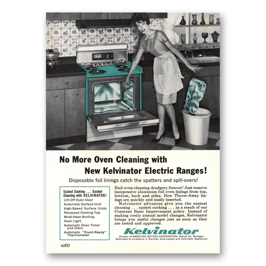 1963 Kelvinator Oven No More Oven Cleaning Vintage Magazine Print Ad