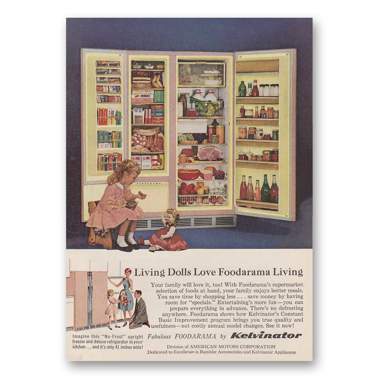 1963 Kelvinator Refrigerator Living Dolls Love Foodarama Living Vintage Magazine Print Ad