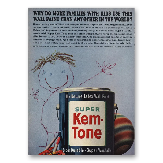 1963 Super Kem Tone Paint Families With Kids Use This Wall Paint Vintage Magazine Print Ad