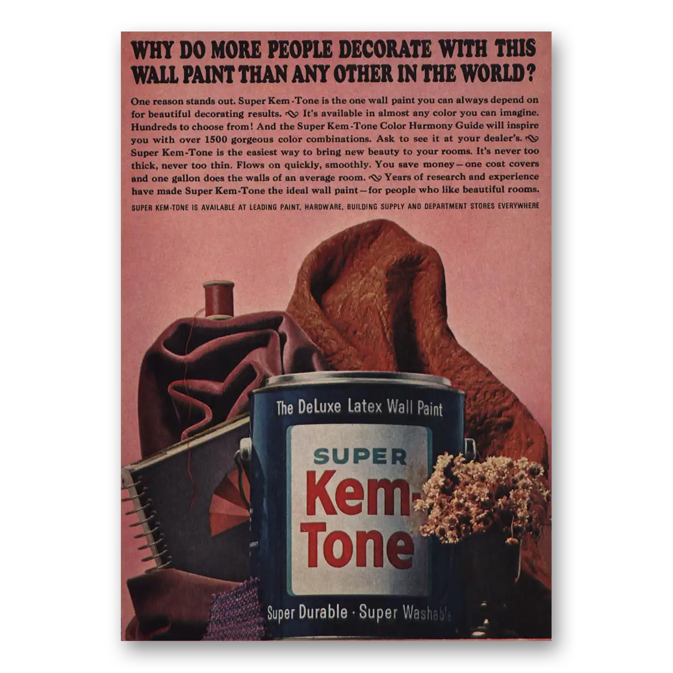 1963 Super Kem Tone Paint More People Decorate With This Vintage Magazine Print Ad