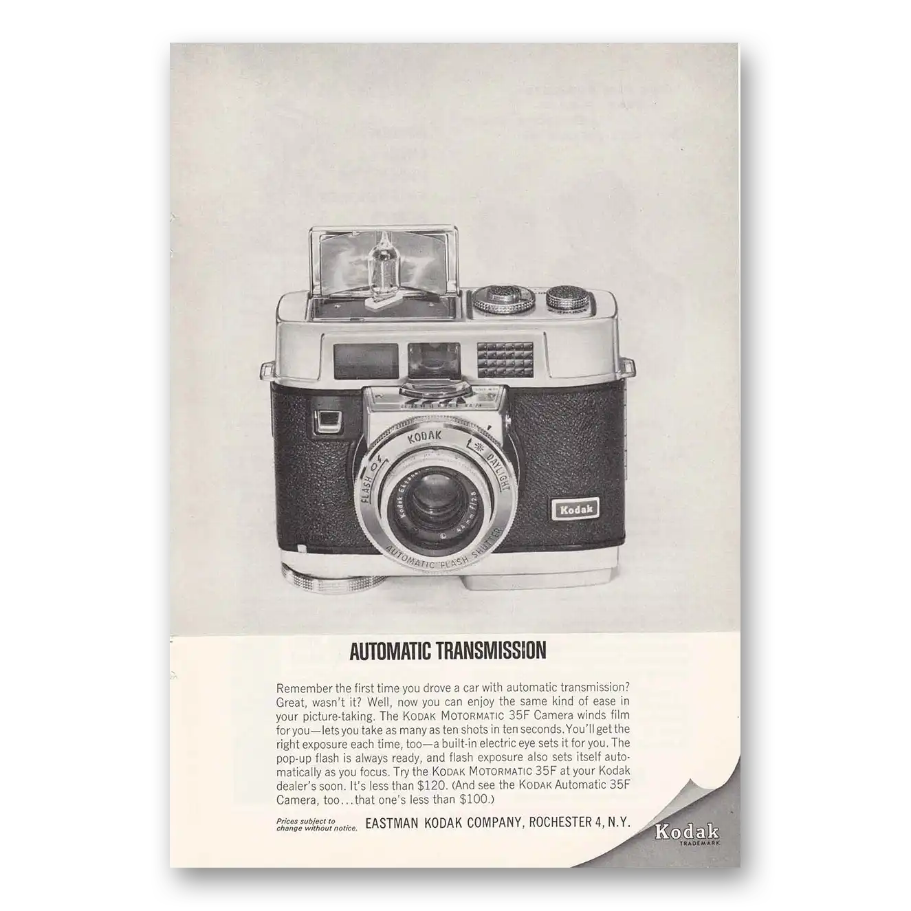 1963 Kodak Motormatic Camera Automatic Transmission Vintage Magazine Print Ad