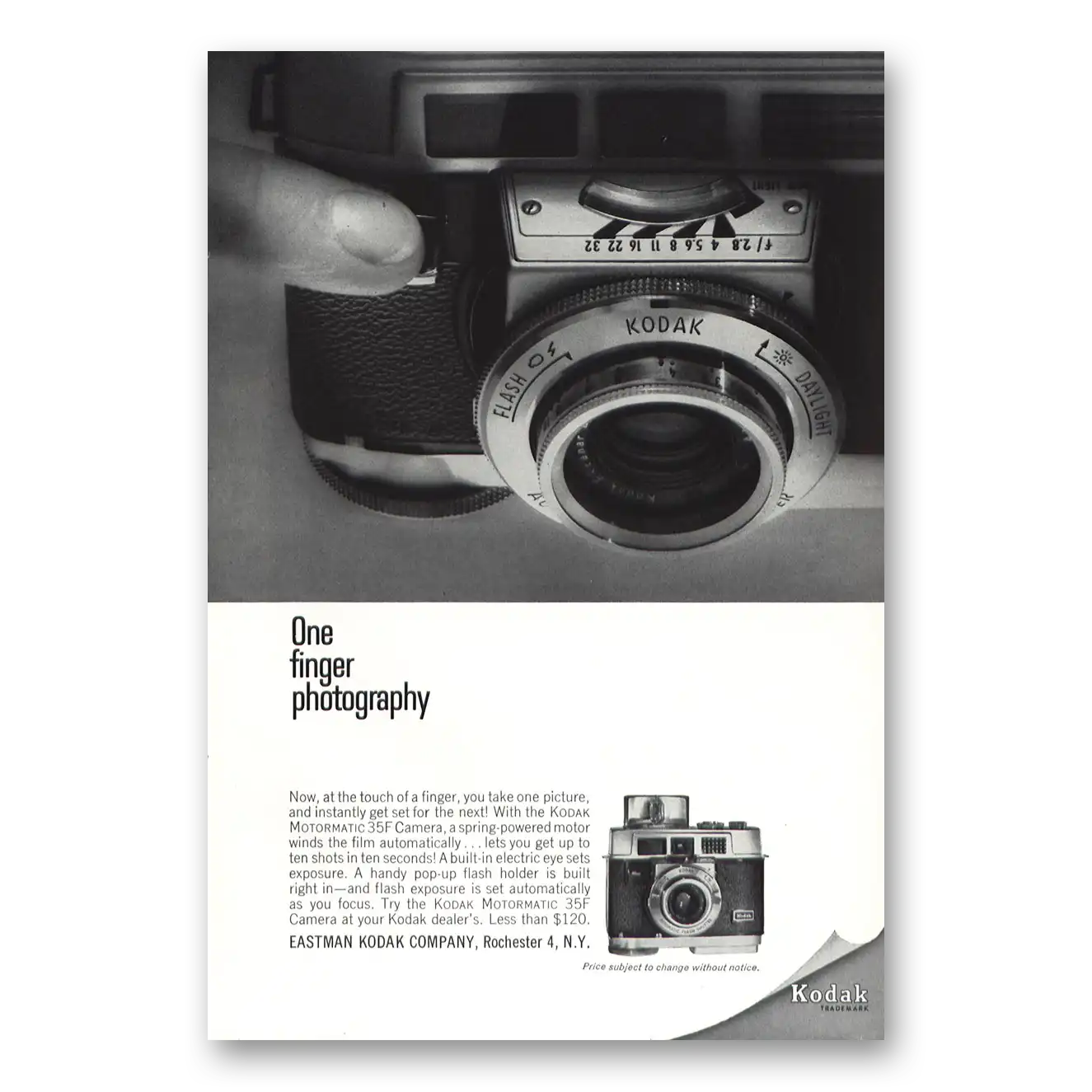 1963 Eastman Kodak One Finger Photography Vintage Magazine Print Ad