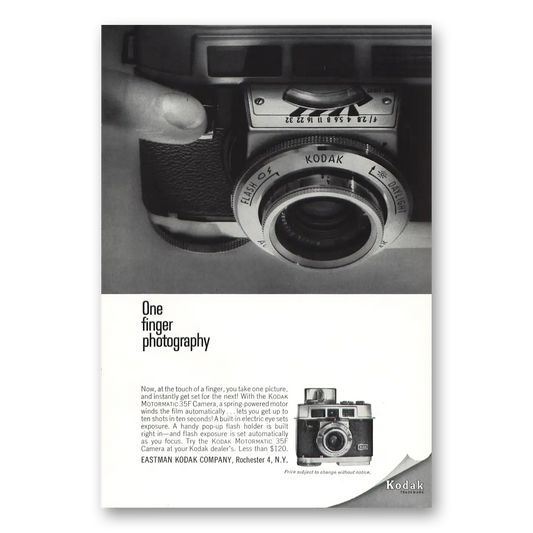 1963 Eastman Kodak One Finger Photography Vintage Magazine Print Ad