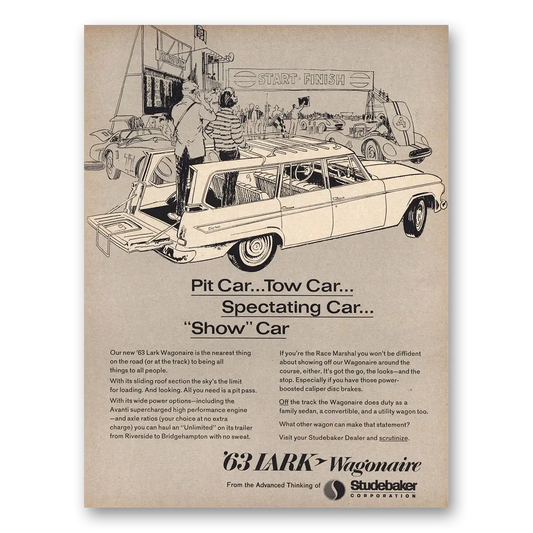 1963 Studebaker Lark Wagonaire Pit Car Tow Car Vintage Magazine Print Ad