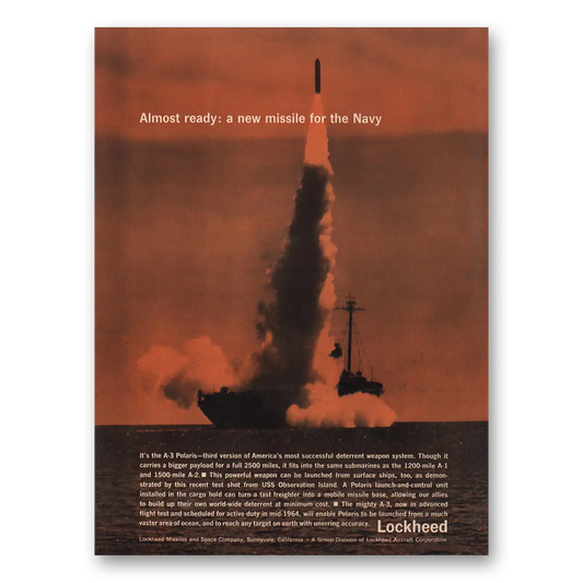 1963 Lockheed Missile Systems New Missile for the Navy Vintage Magazine Print Ad