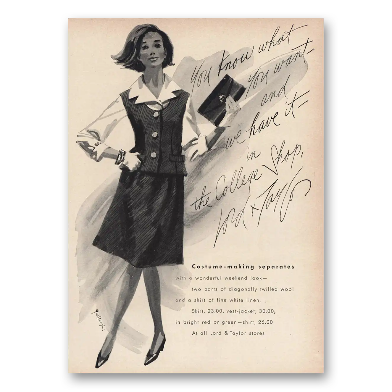 1963 Lord & Taylor Costume Making Separates Vintage Magazine Print Ad