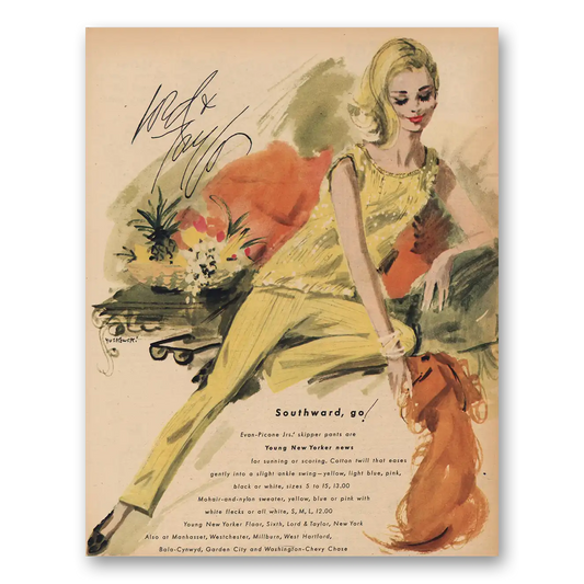 1963 Lord & Taylor Southward Go Evan Picone Vintage Magazine Print Ad