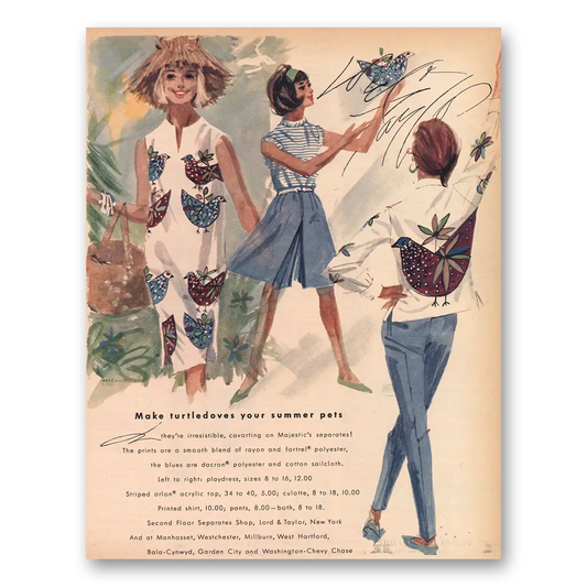 1963 Lord & Taylor Make Turtledoves Your Summer Pets Vintage Magazine Print Ad